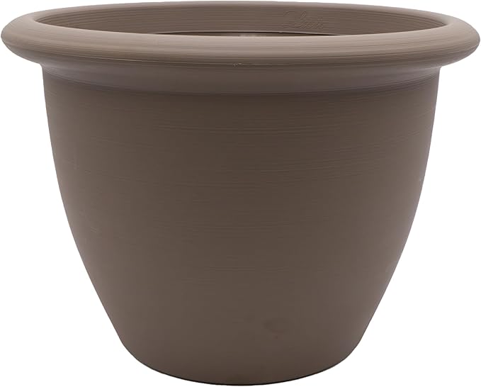 The HC Companies Sevilla Flower Planters - Durable Outdoor & Indoor Planter - Round Lightweight Self Watering Plant Pots for Herbs & More (16" Cappuccino, Pack of 1)
