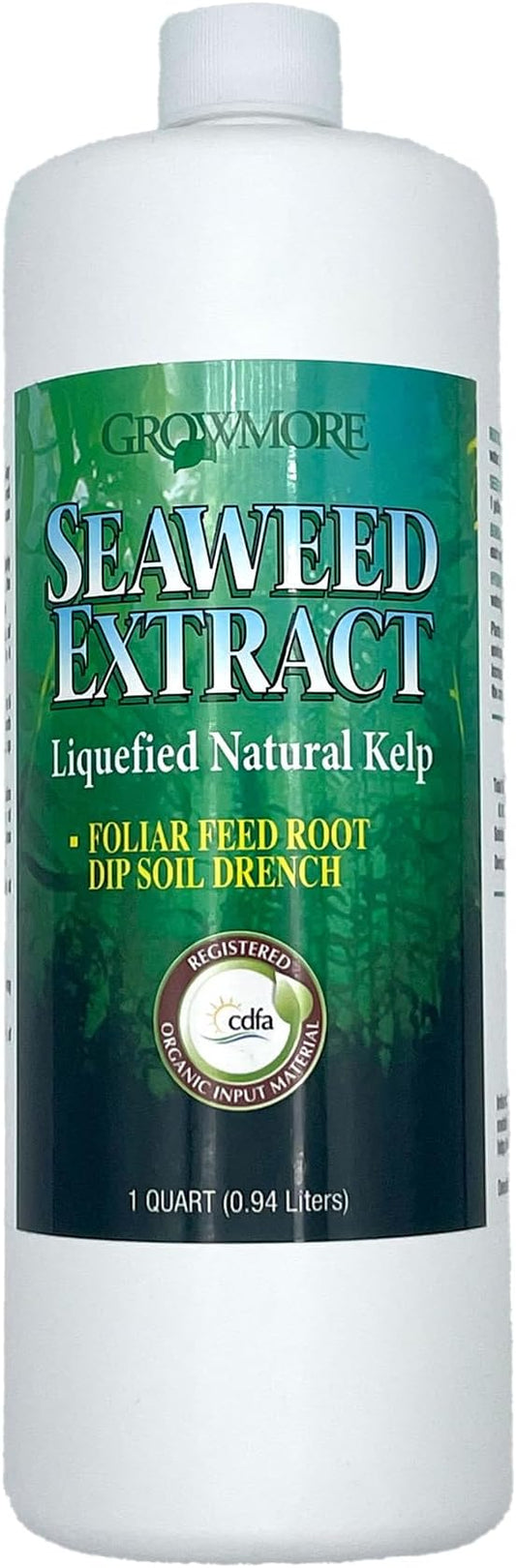 Grow More Liquified Seaweed Extract Fertilizer for Plants - 1 Quart of Natural Liquid Kelp Fertilizer - 11% Organic Kelp Plant Food for Transplant Protection & Root Development