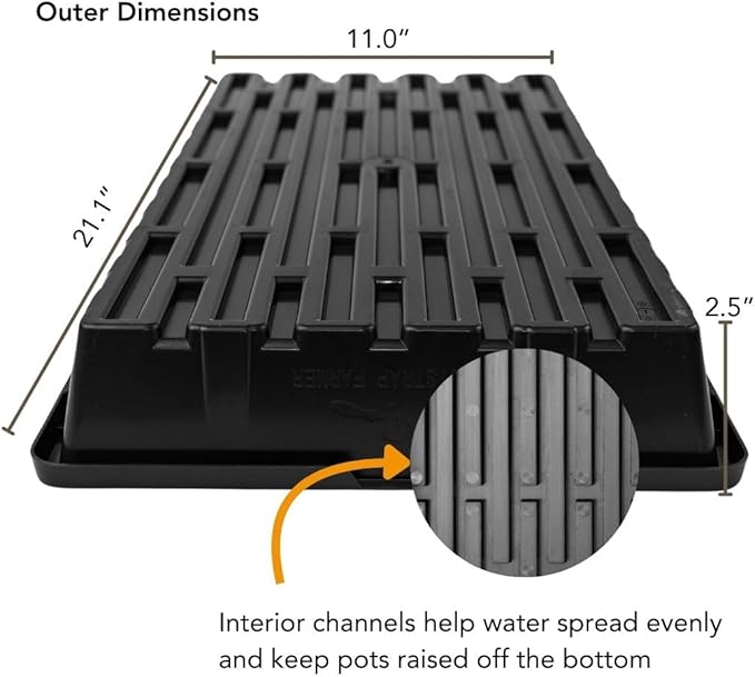 Bootstrap Farmer 1020 Trays - Extra Strength No Holes, 30 Pack, Reusable Deep Plant Nursery Trays for Propagation Seed Starter, Plant Germination, Seedling Flat, Fodder
