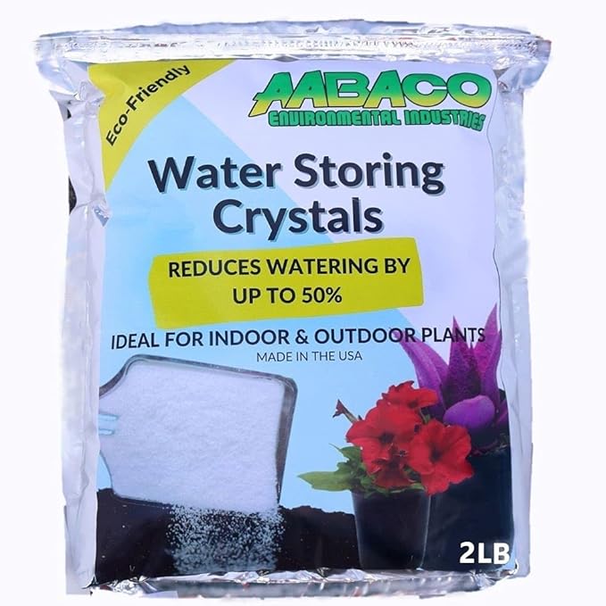 AABACO Water Storing Crystals - for Indoor & Outdoor Plants - Mix Crystals with Soil to Reduce The Amount of Watering Needed - Protect Against Heat - Watch Your Garden & Plant Grow (2LB)
