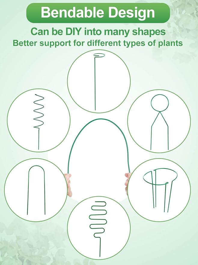 16ft Bendable & Cuttable Plant Stakes, Green Orchid Flower Stem Support Sticks with 800 Ties for Monsteras Money Trees Indoor Potted Plants Beans