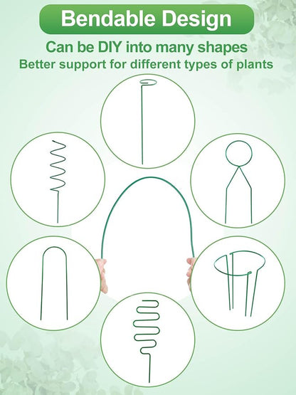 16ft Bendable & Cuttable Plant Stakes, Green Orchid Flower Stem Support Sticks with 800 Ties for Monsteras Money Trees Indoor Potted Plants Beans