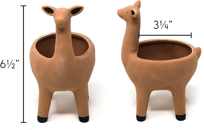 Cute Llama Planter in Terracotta Color for Succulent Cactus Small House Plants 3.25 Inch Indoor Outdoor Planter