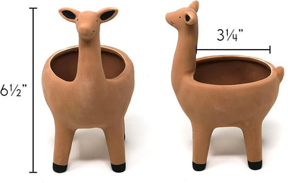 Cute Llama Planter in Terracotta Color for Succulent Cactus Small House Plants 3.25 Inch Indoor Outdoor Planter