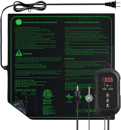 20"x 20" Seedling Heat Mat with Digital Thermostat Combo Set,ETL Certified and Durable Waterproof Warm Hydroponic Heat Mat for Germination,Indoor Gardening,Brewing and Greenhouses