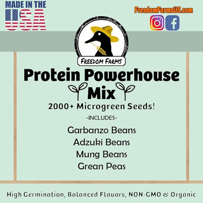 1 Pound Protein Bean Sprout Starter Seeds - 16 Servings per Bag - Organic NON-GMO - Includes Garbanzo, Adzuki, Mung, and Green Pea