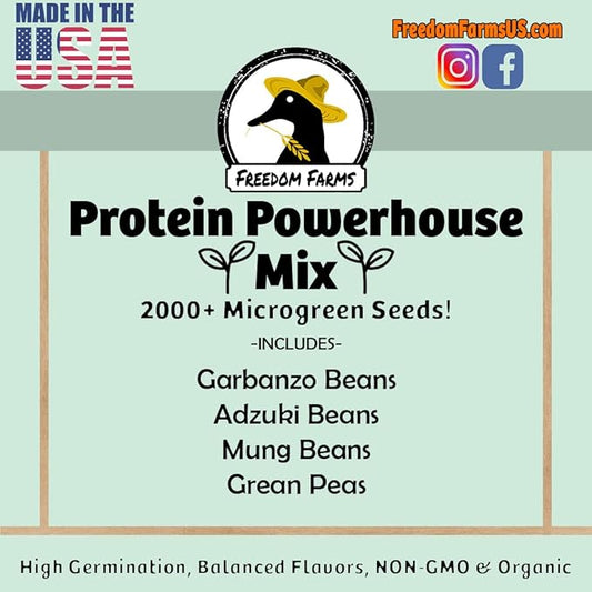 1/2 Pound Protein Bean Sprout Starter Seeds - 8 Servings per Bag - Organic NON-GMO - Includes Garbanzo, Adzuki, Mung, and Green Pea