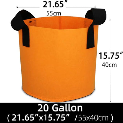 Grow Bags,Growing Pot Bags Garden Grow Bag Indoor Outdoor Fabric Aeration Plant Pot Container Flower Vegetable Pouch (Light Orange,20Gallon)