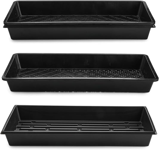 10 Pack 1020 Trays and 10 Pack 1020 Mesh Bootom Trays, 20'' x 10'', Heavy Duty Propagation Flats for Microgreens, Seed Starting, Soil Blocks, Hydroponics & Wheatgrass (10 Sets)