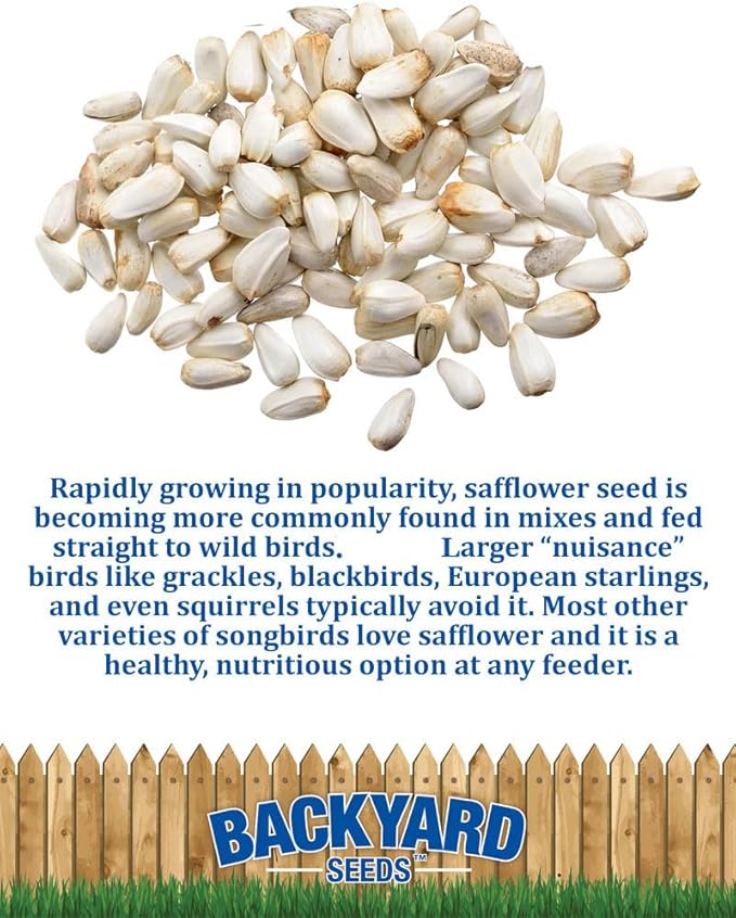CountryMax Backyard Seeds Safflower for Birds 50lbs - Premium Cardinal Bird Seed for Outside Feeders, Large Bulk Bag of Wild Bird Food