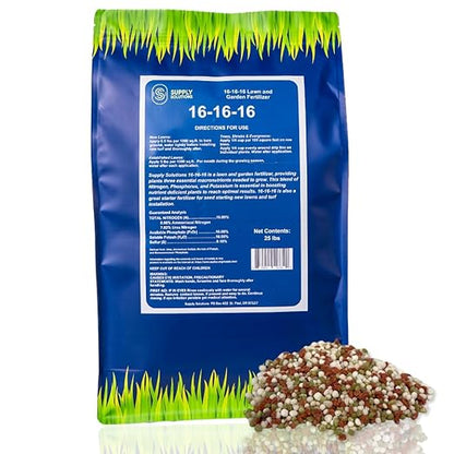 Supply Solutions 16-16-16 Complete Lawn & Garden All Purpose Granular Fertilizer - The Ultimate Plant Food for Lush Greenery & Vibrant Blooms - for All Plants, Vegetables, Fruits, and Berries - 25lbs