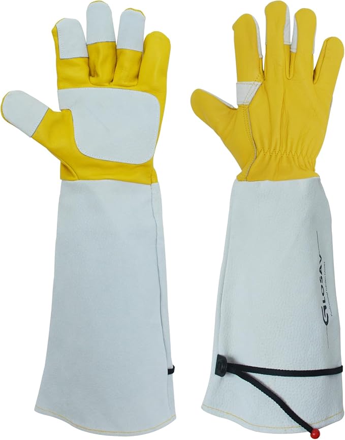 Cactus Gloves, Thorn Proof Gardening Gloves for Rose Pruning & Cacti Handling (Large (Pack of 1), Yellow-reinforce)