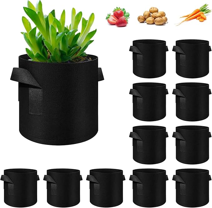12 Pack 20 Gallon Plant Grow Bags, Thickened Nonwoven Fabric Pots with Handles, Vegetable Planter Bags Containers, Cloth Planters for Garden Vegetable/Flower/Plant/Fruits Outdoor (Black)
