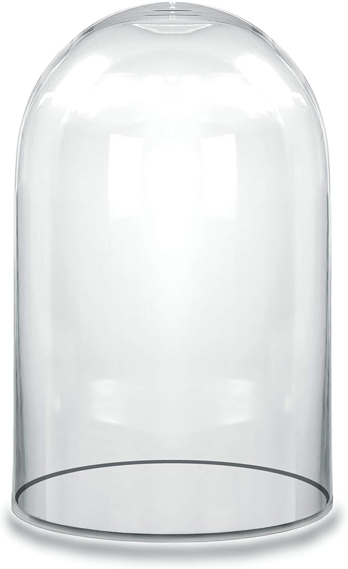 CYS EXCEL Tall Glass Cloche Dome (H:15" D:9.75") | Multiple Sizes Decorative Showcase Display for Antique Collectibles | Bell Jar Terrarium & Dessert Cover