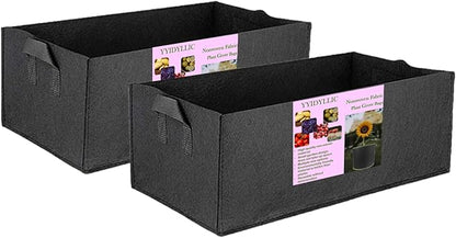 AA004-5 2-Pack Plant Grow Bag with Handles，Non-Woven Fabric Raised Garden Bed Long Breathable Planting Container Potato Tomato Planter Pots for Vegetables, 19.6”×11.8”×7.8”