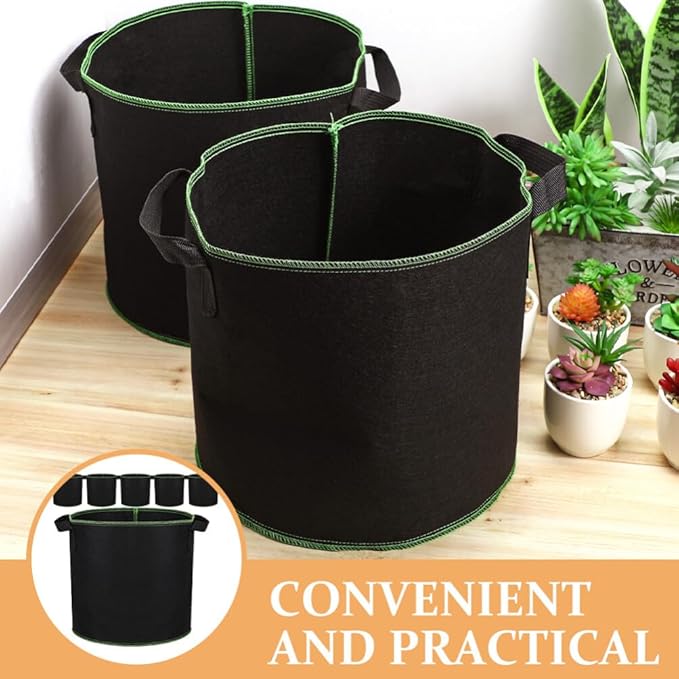 GANAZONO 6Pcs 4 Gallon Plant Grow Bags Breathable Felt Non-Woven Aeration Fabric Plant Grow Pots for Nursery Vegetable Flower Grow with Handles