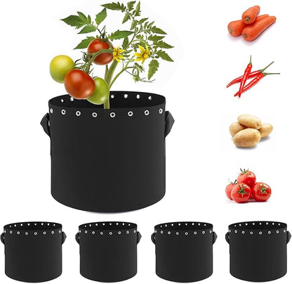 5 Gallon Fabric Pots with Holes 5 Packs with Handles Plant Grow Bags
