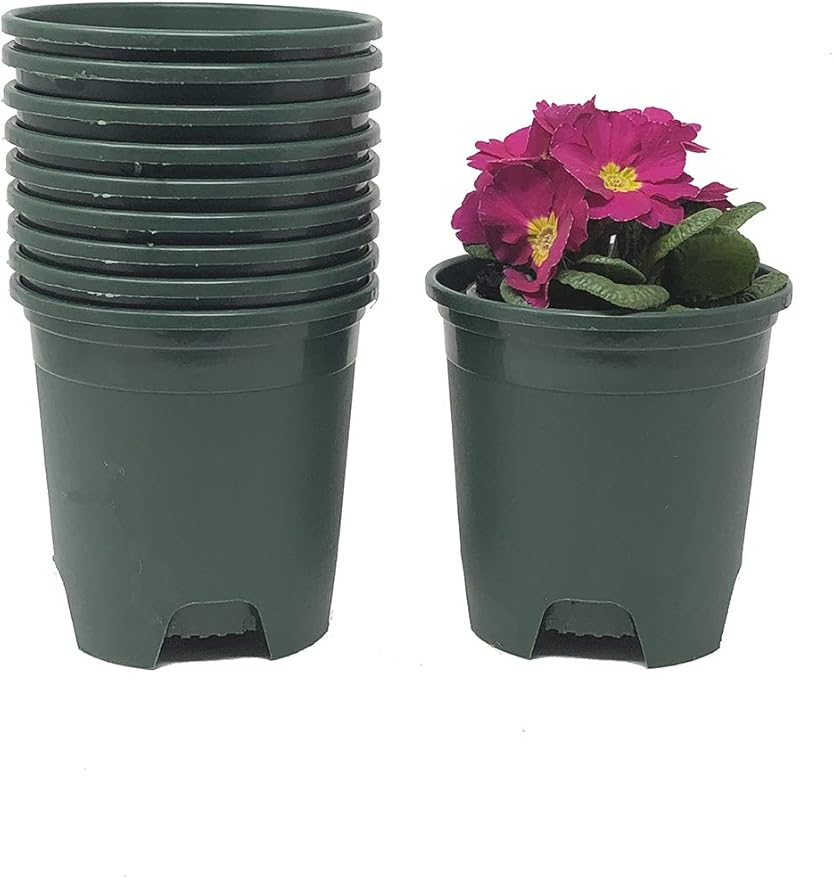 30-Pack Wholesale Nursery Pot in Bulk 4.5 Inch 0.35 Gallon Plastic Planters for Outdoor Indoor Plants Gardening Flower Pots with Drainage Holes Color Green