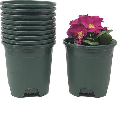 30-Pack Wholesale Nursery Pot in Bulk 4.5 Inch 0.35 Gallon Plastic Planters for Outdoor Indoor Plants Gardening Flower Pots with Drainage Holes Color Green