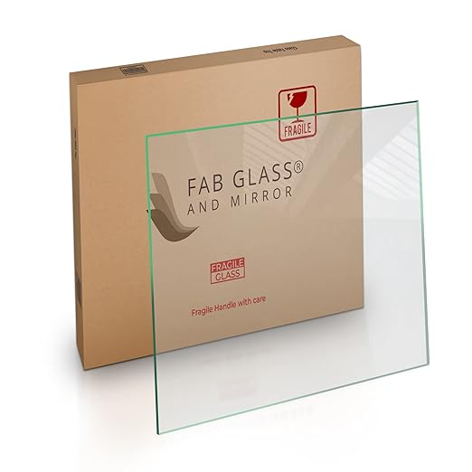 Custom Cut Glass 3/16" Thick Clear Tempered Cut to Size - Square Replacement Glass for Table Tops, Shelves, Windows with Flat Edge by Fab Glass and Mirror
