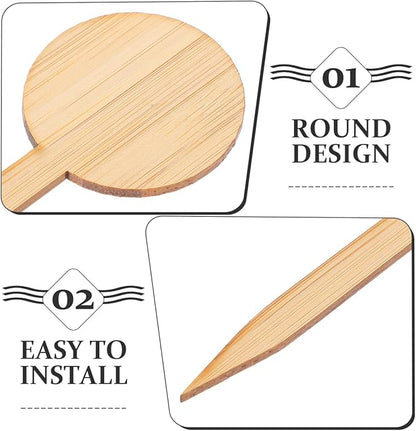Mipcase 20pcs Plant Labels Round t Shape Miniature Decor Signs for Box and Garden Markers Natural Material for Easy Plant Identification