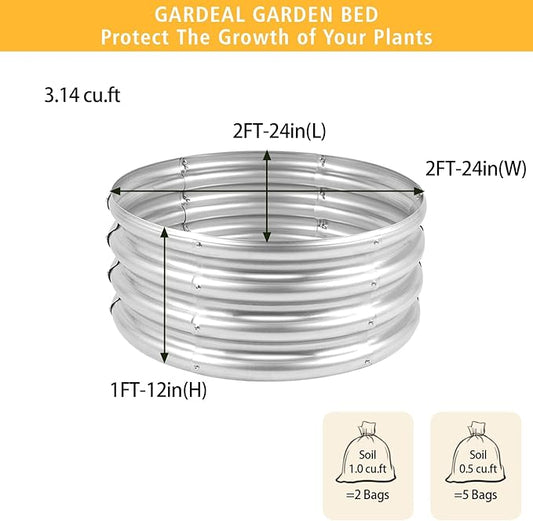 Garden Galvanized Raised Garden Bed Kit - Metal Planter Boxes for Vegetables/Herbs/Flowers, Heavy-Duty Steel Outdoor Garden Box with Reinforced Edges(2X2X1FT)