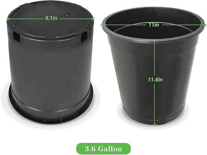 Planter Nursery Pots 5 Gallon Pots for Plants, Injection Molded Plastic Nursery Pots, 11 inch Plant Container 3.6 Gal Liquid Volume 10-Pack