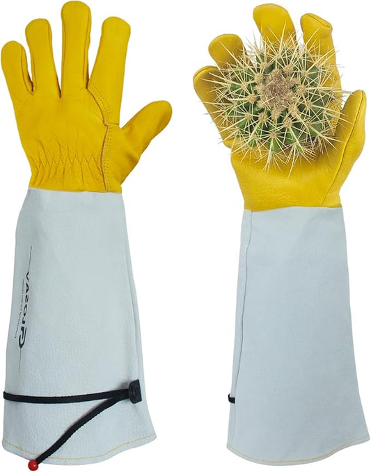 Gardening Gloves Thorn Proof for Rose Pruning & Cactus Trimming, Long Leather Garden Gloves for Women & Men (XL)