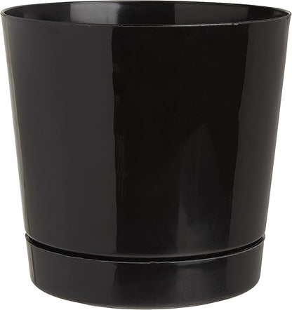 Root & Vessel Majestic Full Depth Round Cylinder Pot, Glossy Black, 8-Inch (10088)