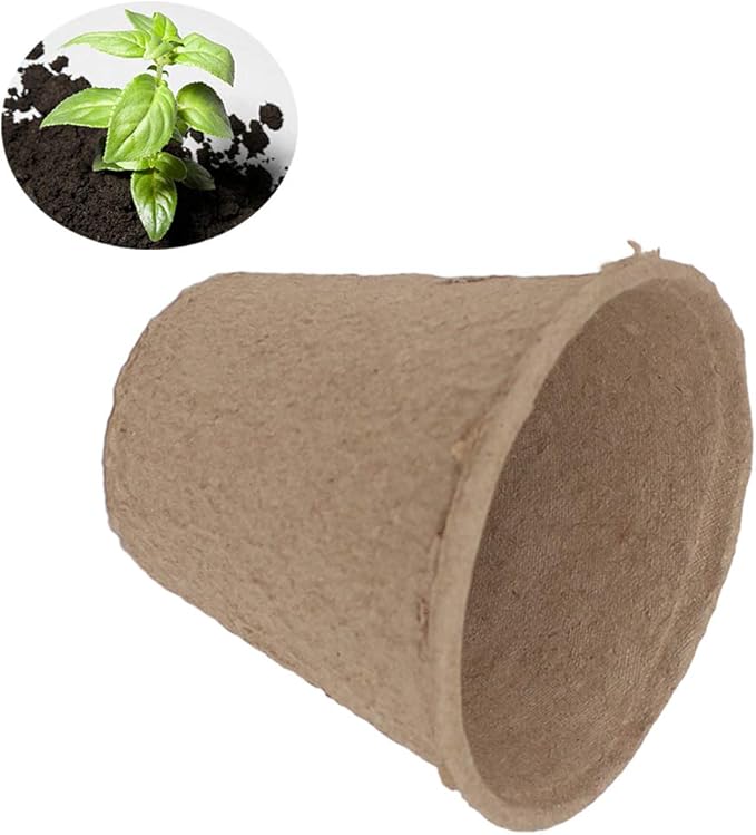 200 Pack 3.15" Round Biodegradable Peat Pots Plant Seedling Saplings & Herb Seed Starters Kit with 200 Pcs White Plastic Plant Labels