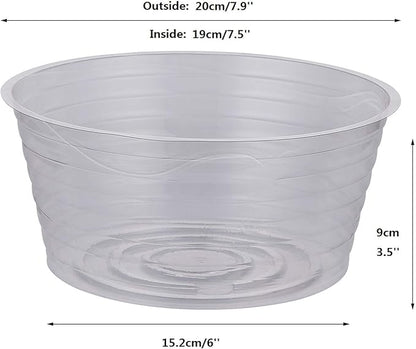 Idyllize 10 Pieces of 8 Inch Clear Thin Deep Plastic Plant Saucer Drip Tray for Pots (8'')