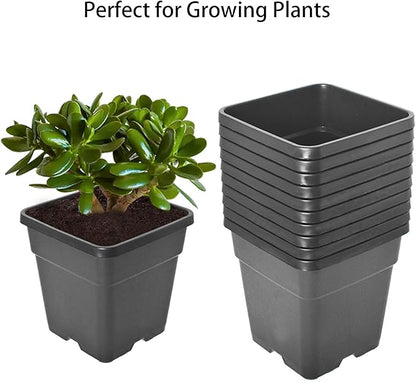 Plant Pots Flower Pot 10-Pack 5 Gallon Planter Nursery Pot Garden Seedling Planters Containers Plastic Injection Molded Pots with Drainage Holes for Outdoor Indoor Plants Vegetables, Black