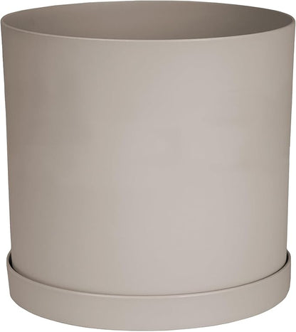 Bloem Mathers Planter w/Saucer Tray 10" Pebble Stone Beige