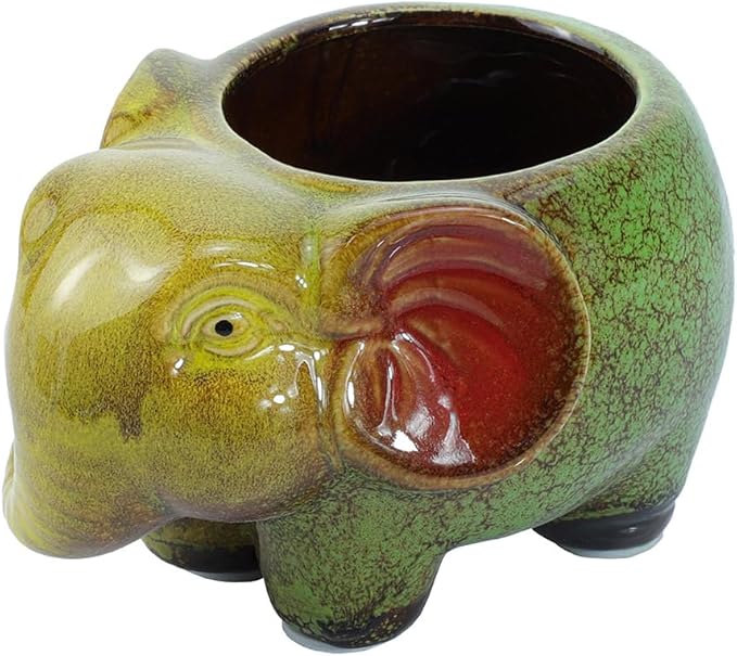 WAIT FLY Cute Animal Ceramic Flower Pot Succulent Planter-Elephant