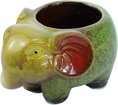 WAIT FLY Cute Animal Ceramic Flower Pot Succulent Planter-Elephant