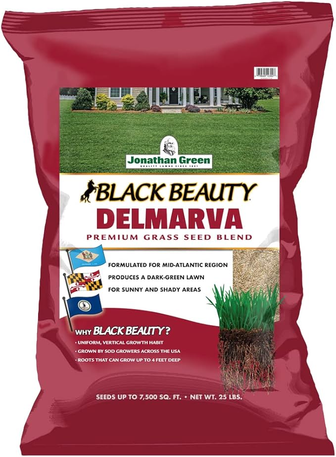Jonathan Green (10392) Black Beauty Delmarva Grass Seed (Made for Maryland, Delaware, Virginia) - Cool Season Lawn Seed (25 lb)
