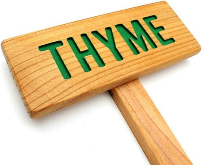 Thyme Herb Garden Sign, Painted & Oil Sealed Cedar Wood: Hand Routed, Herb marker, Plant Signage, Custom Garden Sign, Personalized Marker