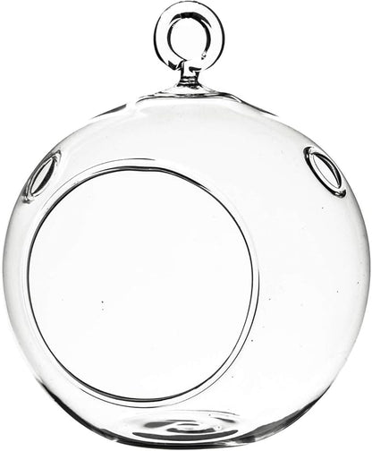 WGV Hanging Terrarium Globe, Width 3", Height 4", DIY Air Succulent Planter, Clear Glass Vase Orb with Flat Bottom, Candle Holder for Windowsill Outdoor Garden Decor, 1 Piece