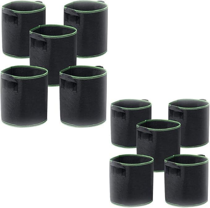 10 PCS Potato Grow Bags 15 Gallon with Flap Plant Grow Bags Garden Vegetable Planting Pots Grow Bags for Growing Potatoes Tomato and Fruits Outdoor 45cm/17.7inch Diameter 35cm/13.7inch Height