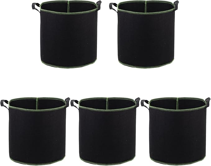 DOITOOL 5 Pack Plant Grow Bags 11.4 Inch Nonwoven Fabric Seedling Pots with Drainage for Vegetable Flower Garden Nursery Use