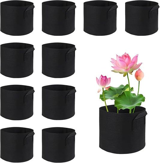 10 Pack Lily Plant Pots for Pond, Aquatic Pond Planter for Pond Reusable Pond Plant Basket Grow Bags for Pond, Aquatic Plants, Potato, Carrot, Onion, Flower (1 Gallon)