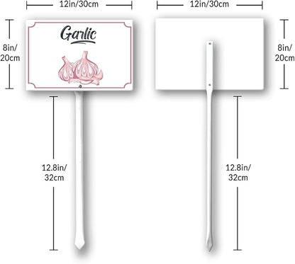 Boylee Aluminum Garden Signs With Stake - 8x12inch - Garlic - Modern Style - Weatherproof & Long Lasting