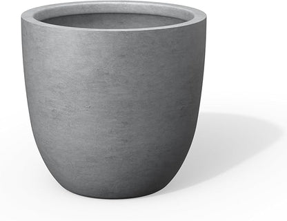 Kante Round Concrete Planter, Large Outdoor Indoor Garden Pots with Drainage Hole, 14-Inch Diameter Flower Pots for Patio, Garden and Home, Gray