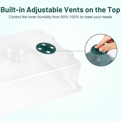 YoleShy 5 Packs Seed Starter Tray with Dome Reusable Plastic Plant Growing Trays with Humidity Domes Lids Thickened Sturdy for Seed Starting Germination Growing Seedling Propagation,14.5"x9"