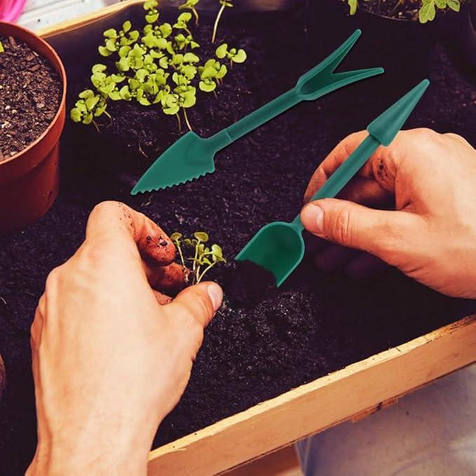 6PCS Mini Seed Spreader Set(Include a Pair of Gloves), 2026 New Small Se-ed Planter Tool, Manual Seedlings Dibber and Widger Set, Seed Sower Spreader Handheld for Tiny Seeds