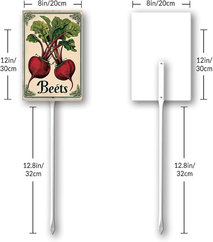 Uptell Vegetable Garden Beets Yard Sign Label With Stake Plant Markers For Outdoor Plants Waterproof 8x12inch Nursery Garden Outdoor Sign