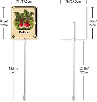 Uptell Vegetable Garden Radishes Yard Sign Label With Stake Plant Markers For Outdoor Plants Waterproof 7x8.8inch Nursery Garden Outdoor Sign