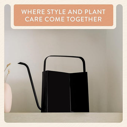 Modern Sprout Brass Finish Plant Watering Can - 3L Capacity - Long Spout Stainless Steel Vessel for Outdoor & Indoor Plants - Rust Resistant - Garden Accessory for Houseplants & Decorative Use (Black)