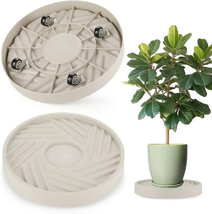 2 Pack Plant Caddy with Wheels, 13.6" Rolling Plant Stand 165 LBS Heavy Duty with Hidden 360 ° Rotating Silent Wheel Wheels for Outdoor Indoor Large Plant Pots, Flower Pot, Patio