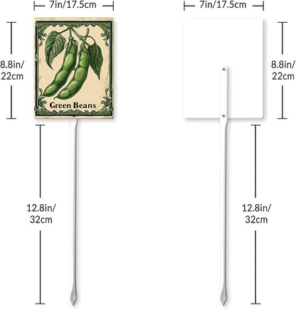 Uptell Vegetable Garden Green Beans Yard Sign Label With Stake Plant Markers For Outdoor Plants Waterproof 7x8.8inch Nursery Garden Outdoor Sign